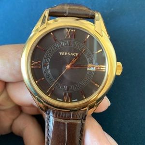 Versace Apollo Watch Gold Brown Authentic